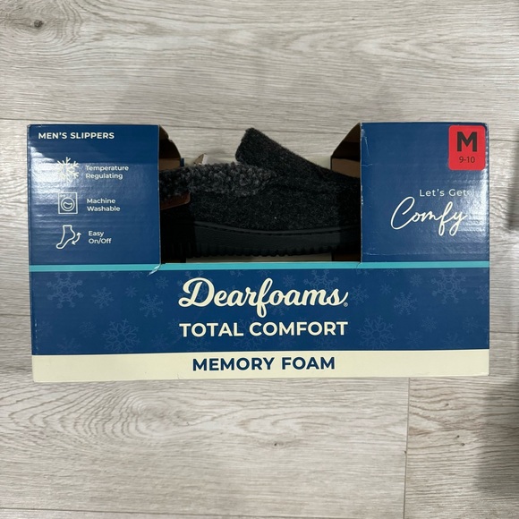 Dearform Men’s slippers XL 13/14 Gray Memory Foam Warm Easy On/Of Comfort indoor - Picture 3 of 7